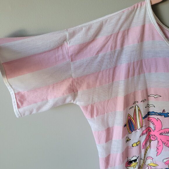 Vintage duck print striped tee Novelty Print 80s Long Tee - Picture 6 of 7